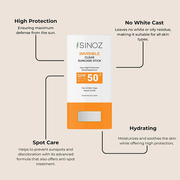 SINOZ Sinoz Invisible Clear Suncare Stick SPF50+